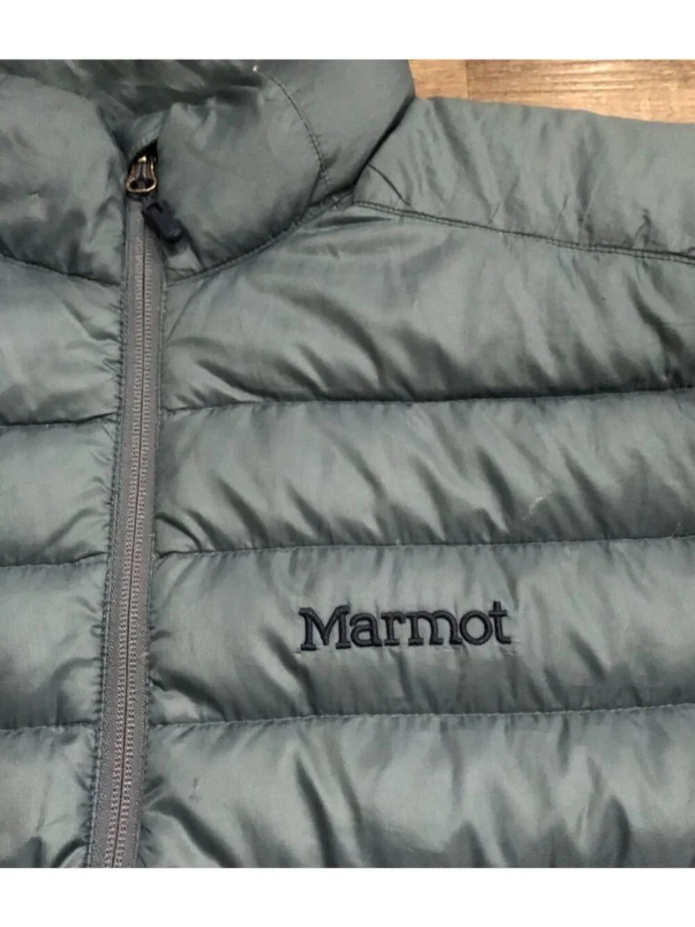 Marmot Mens Medium Blue Zeus Full Zip Down Filled Jacket